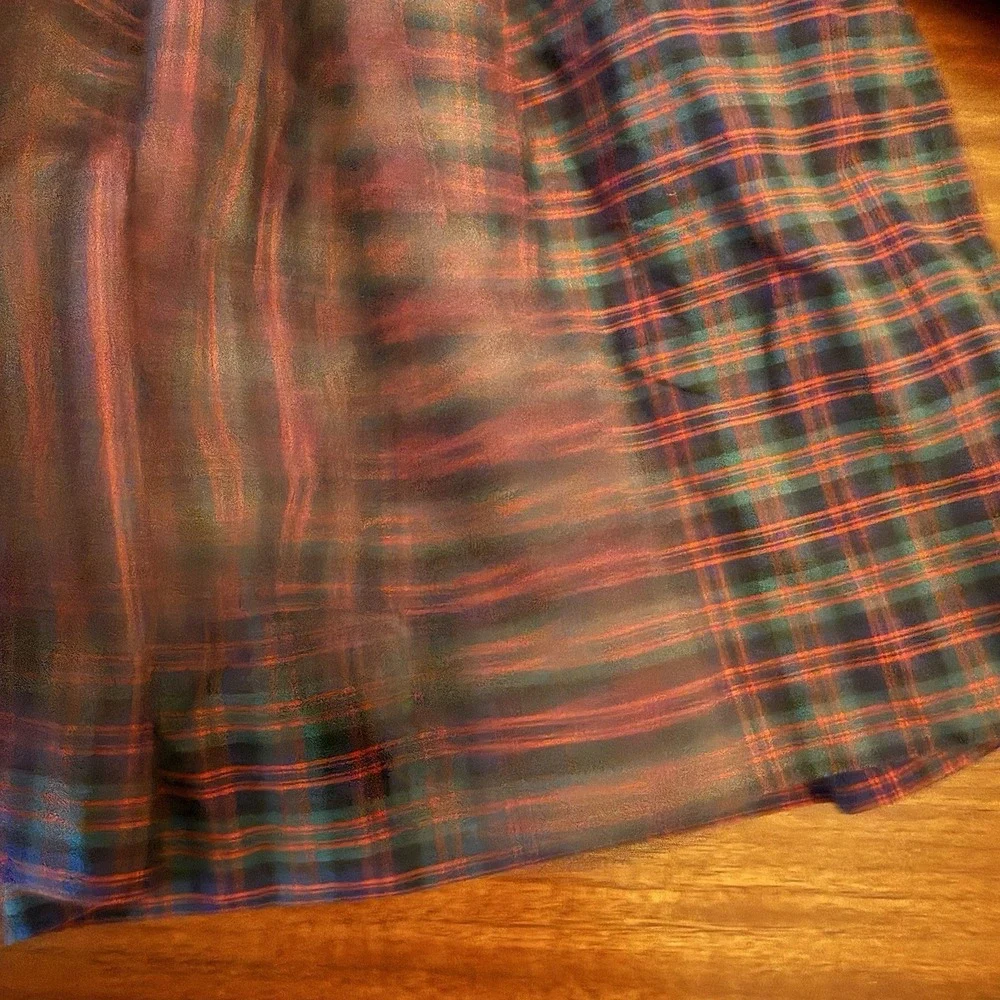 Vintage Ance K Dress Custom Made Girls Size 2  Blue Red Tartan Plaid Collar Y2K